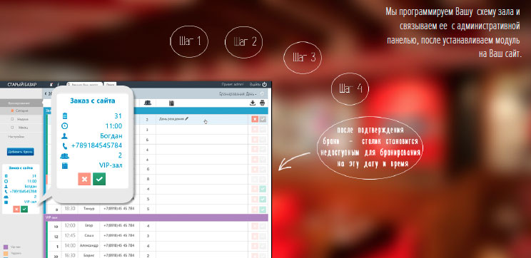 Step 5: Booking is approved, and the table changes status to "occupied" - for the specified time and date.