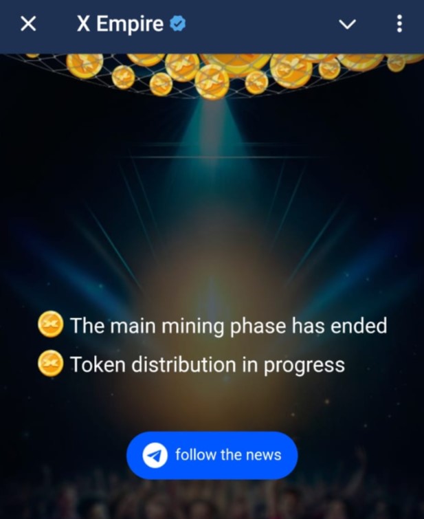 "The main mining phase has ended. Token distribution in progress": airdrop in X Empire has begun