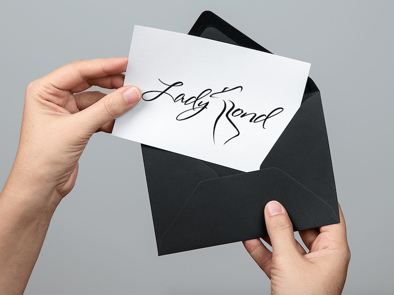 Lady Bond: logo on white paper