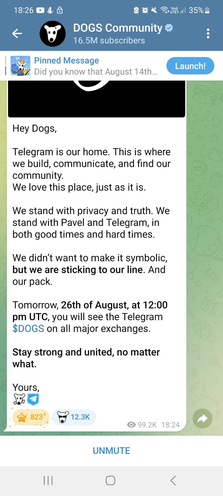 DOGS listing will take place on August 26, the listing date will not be postponed! "You will see DOGS on all major exchanges"